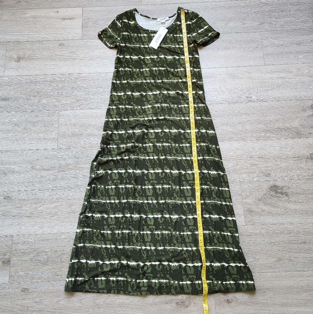 Exist Green Striped Maxi Womens Small Dress NWT Camo Short Sleeve UPF 50 - Picture 9 of 10
